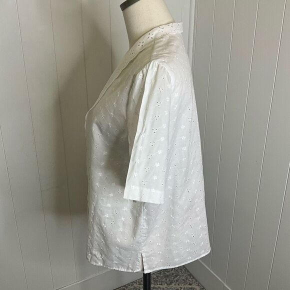Vintage Vicki Wayne’s Women’s Large White Lace Detail Short Sleeve Top Shirt - Picture 10 of 14